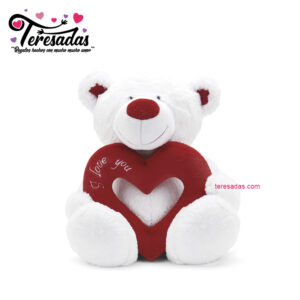 Regalo oso de peluche blanco de San Valentín para el día de los enamorados